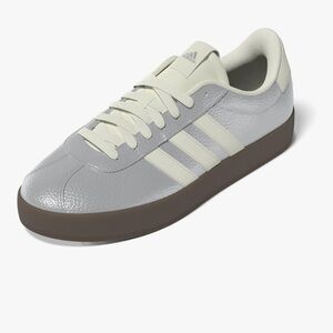 Adidas Metallic Silver and Cream Sneakers